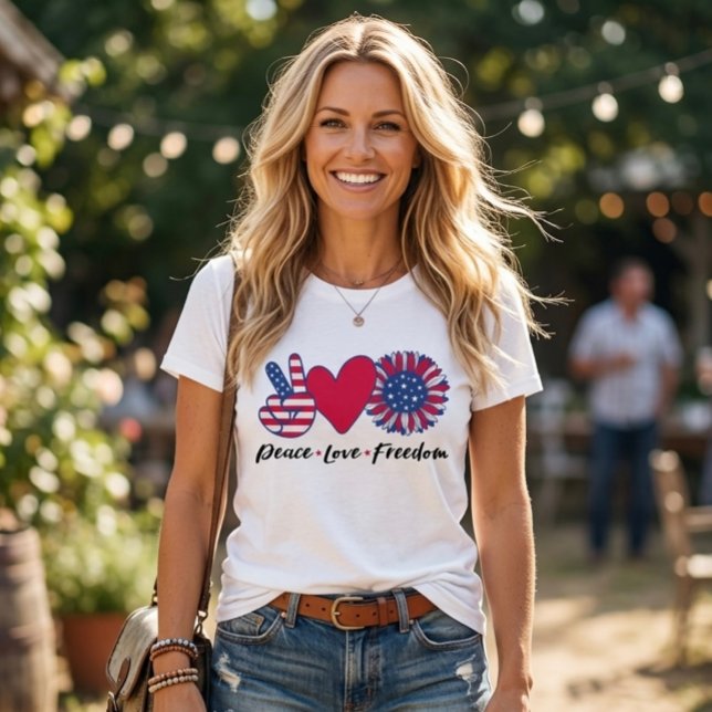 Camiseta América. Paz. Amor. Liberdade. (Criador carregado)