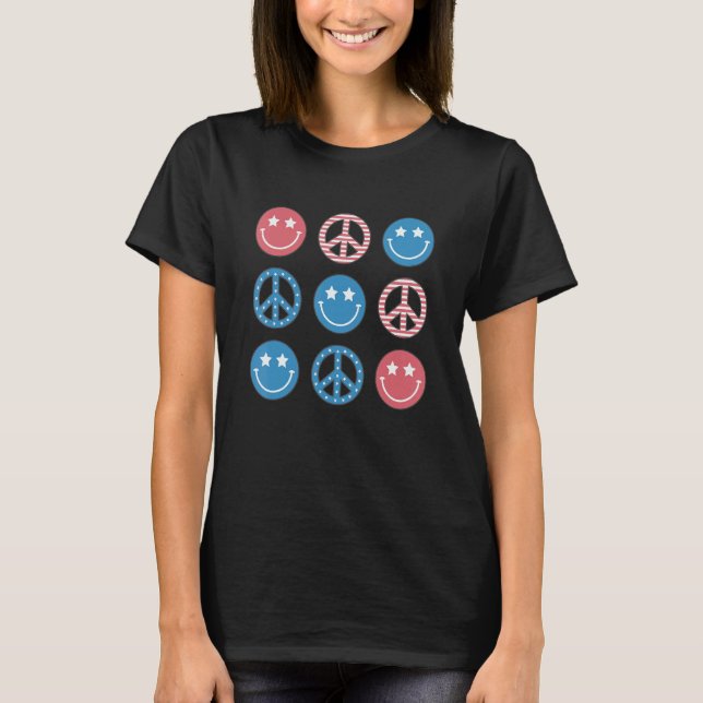 Camiseta America Peace Vibes Hippie Tee 4th Of July Indepen (Frente)