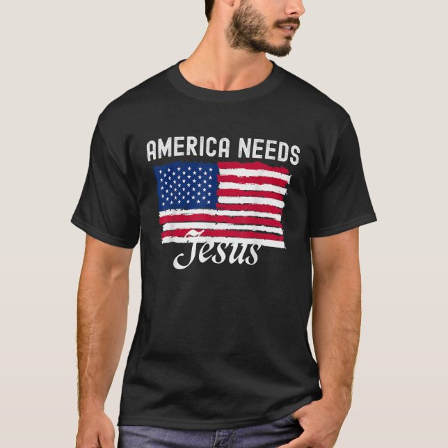 Camiseta América precisa de Jesus amado americano Deus nos  (Frente)