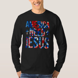 Camiseta América Precisa Jesus Cristão 4 de Julho Tie Dye W