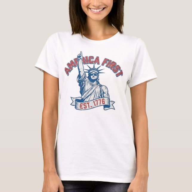 Camiseta AMÉRICA PRIMEIRO - Fundada em 1776 (Frente)
