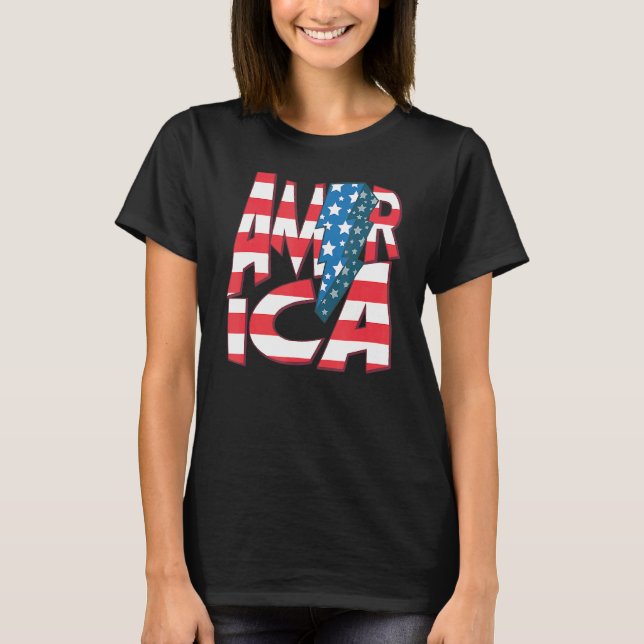 Camiseta América Red Blue White Sinalizador dos EUA Patriót (Frente)