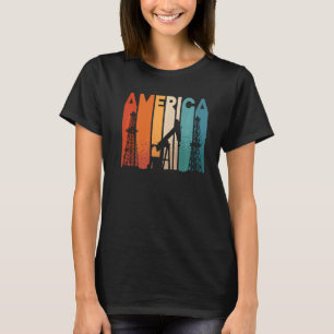 Camiseta America Retro Roughneck Oil Rig Trabalhadores do P