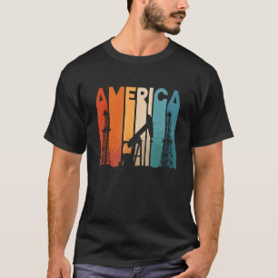 Camiseta America Retro Roughneck Oil Rig Trabalhadores do P