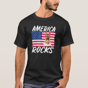 Camiseta América Rocks American Flag German shepherd 4º De