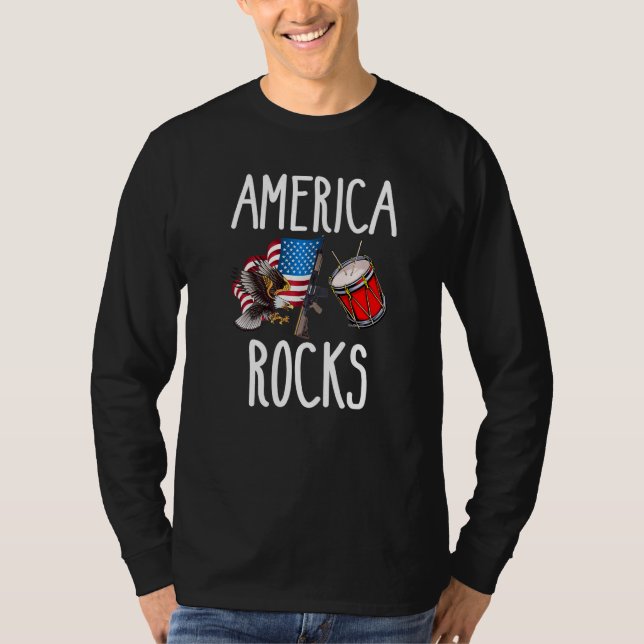 Camiseta America Rocks Flag Love Usa Ideias (Frente)