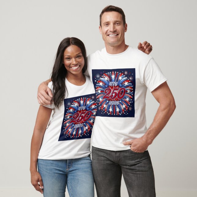 Camiseta America’s 250th Birthday Graphic Fireworks Pop (Unissex)
