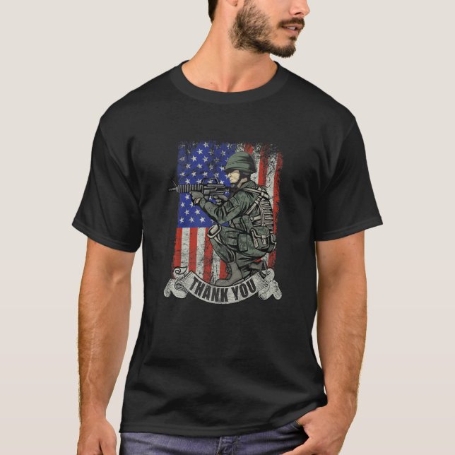 Camiseta America Soldier Thank You Patriotic Veterans Day (Frente)