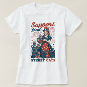 Camiseta América Suporta Gatos Locais De Rua 4 De Julho