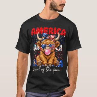 Camiseta América Terra da Vaca das Terras Altas Mulheres Pa