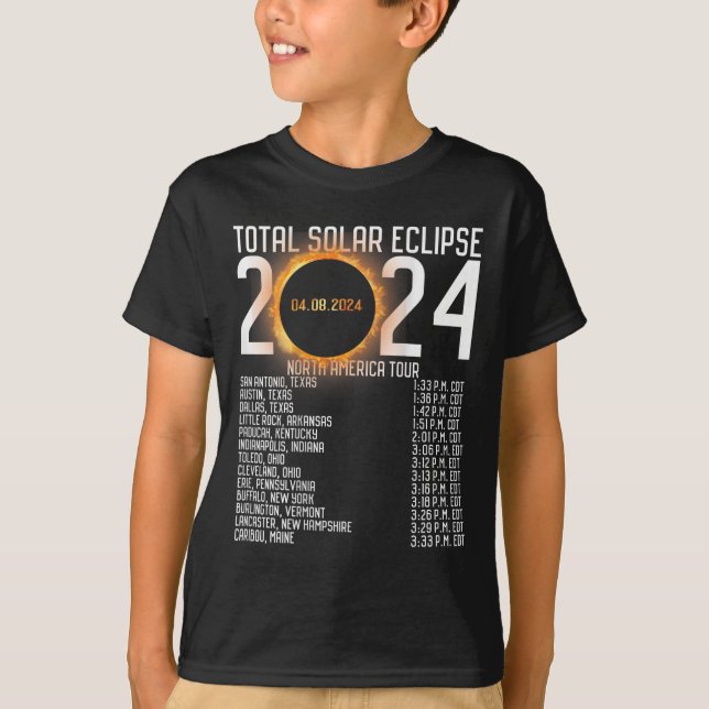 Camiseta América Tour 2024 Totalidade no Eclipse Solar Tras (Frente)