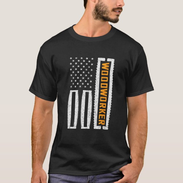 Camiseta America USA Wood Working Carpenter Woodworking Woo (Frente)