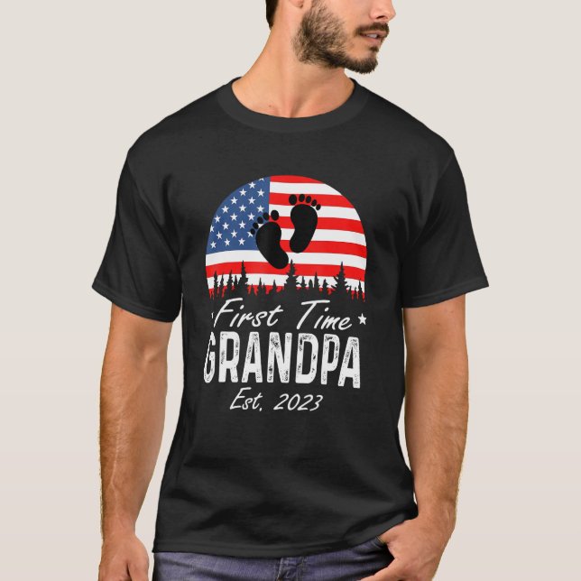 Camiseta America Vibes First Time To Be Grandpa 2023 New Gr (Frente)