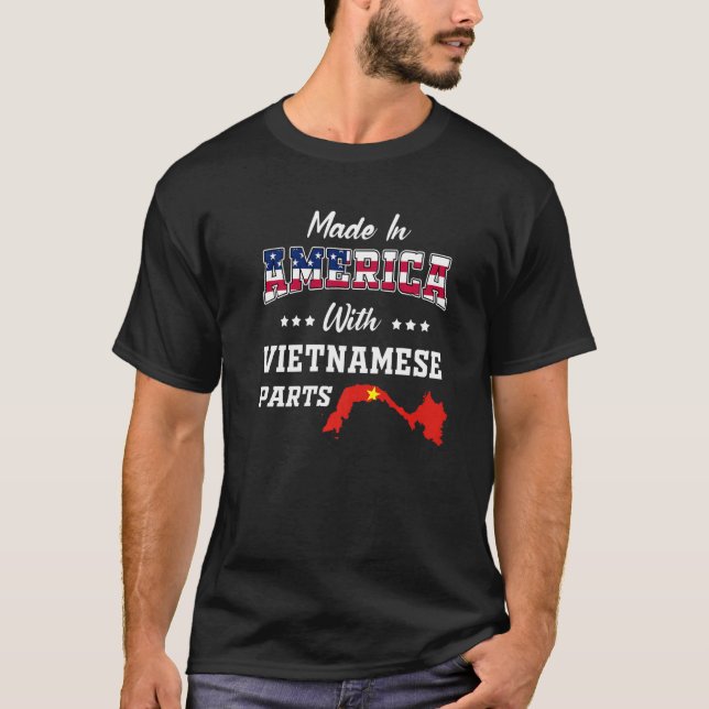Camiseta America Vietnamese Parts Vietnam Map USA Flag Root (Frente)