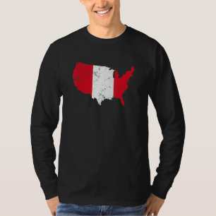 Camiseta América Vintage Com Bandeira Do Peru Raízes Peruan