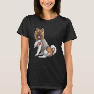 Camiseta American Akita I Love Mãe Tattoo Dog Dia de as mãe