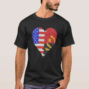 Camiseta American Angolan Flag Heart