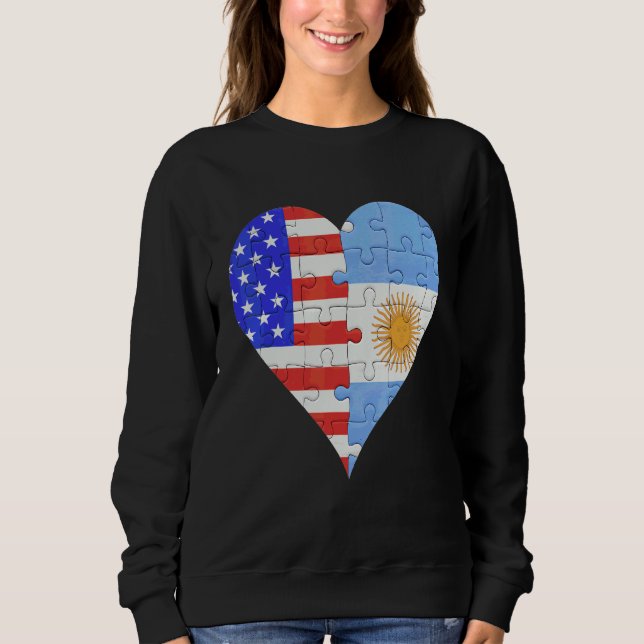 Camiseta American Argentinian Flag Heart (Frente)