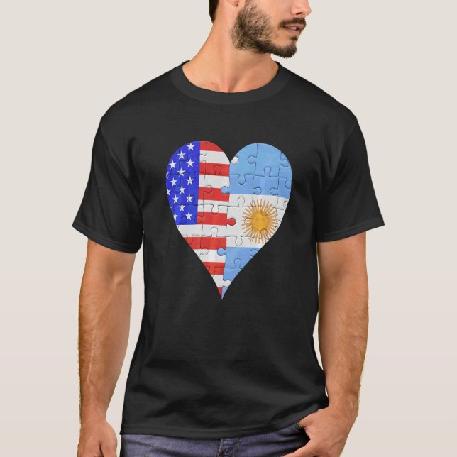 Camiseta American Argentinian Flag Heart (Frente)