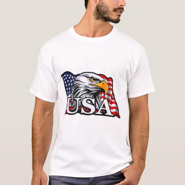Camiseta American Bald Eagle com bandeira dos EUA - Patriót (Frente)
