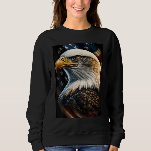 Camiseta American Bald Eagle Eyes Flag Country (Frente)