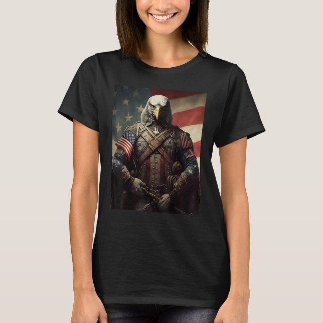 Camiseta American Bald Eagle Eyes Flag Country 1 (Frente)