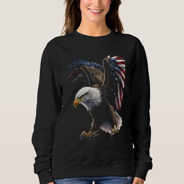 Camiseta American Bald Eagle Eyes Flag Country 8 (Frente)