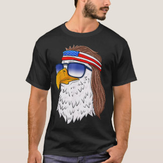 Camiseta American Bald Eagle Mullet 4 de julho Engraçado EU