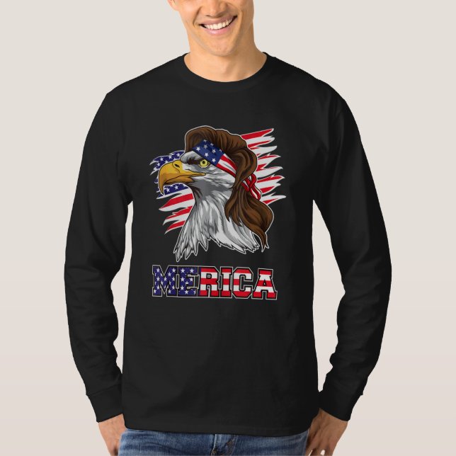 Camiseta American Bald Eagle Mullet 4 De Julho Funny Usa P (Frente)