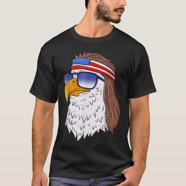 Camiseta American Bald Eagle Mullet 4 De Julho Patriot Dos  (Frente)