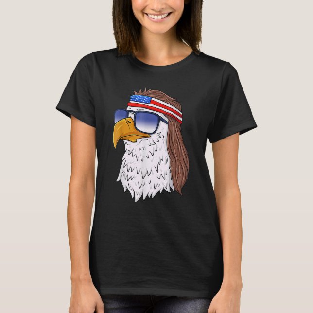 Camiseta American Bald Eagle Mullet 4 De Julho Usa Patrio (Frente)