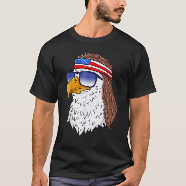 Camiseta American Bald Eagle Mullet 4 De Julho Usa Patrio (Frente)