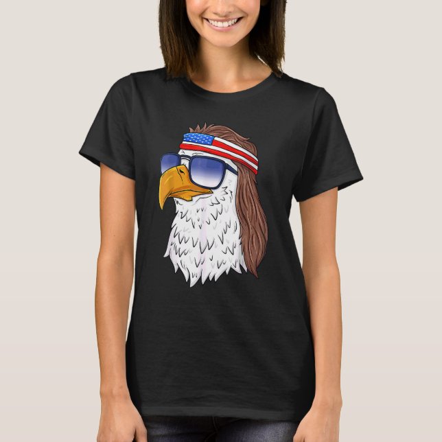 Camiseta American Bald Eagle Mullet 4 De Julho Usa Patrio (Frente)