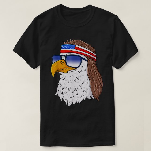 Camiseta American Bald Eagle Mullet 4th Of July Funny USA a (Frente do Design)