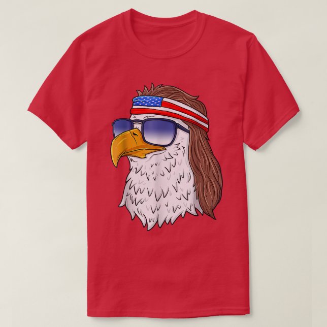 Camiseta American Bald Eagle Mullet 4th Of July Funny USA P (Frente do Design)