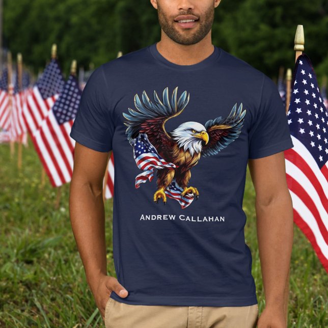 Camiseta American Bald Eagle Patriotic USA Flag 4 de julho  (Criador carregado)