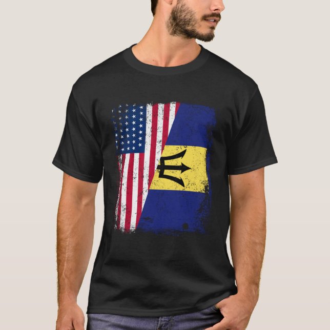 Camiseta American Barbadian Roots Half American USA Barbado (Frente)