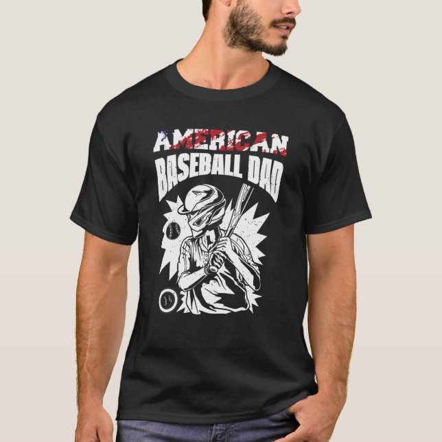 Camiseta American Baseball Dad Father's Day Baseball For Me (Frente)