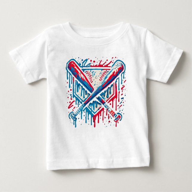 Camiseta American Baseball Drip Graffiti Ball and Bat (Frente)
