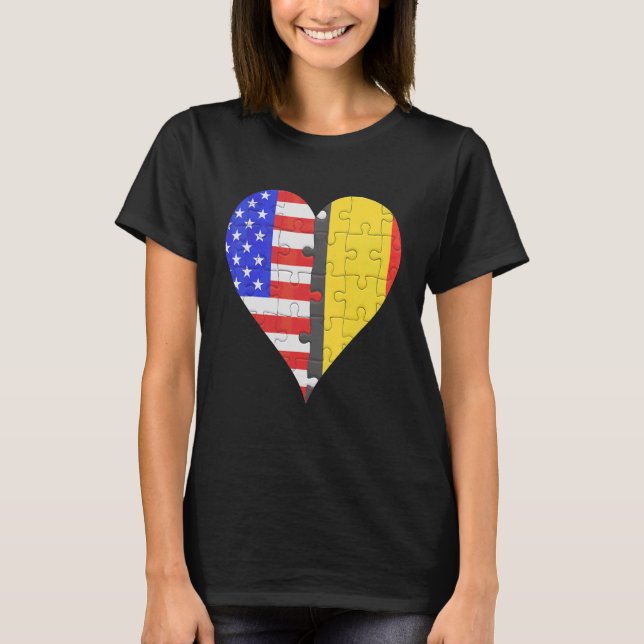 Camiseta American Belga Flag Heart (Frente)