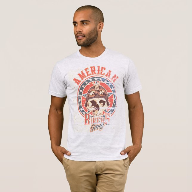 Camiseta American Biker Gang Retro Skull Tee (Frente Completa)
