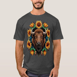 Camiseta American Bison com Sunflower Wreath no Estado do K