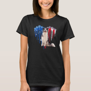 Camiseta American Blue Merle Collie Dog Heart Em 4 De Julho