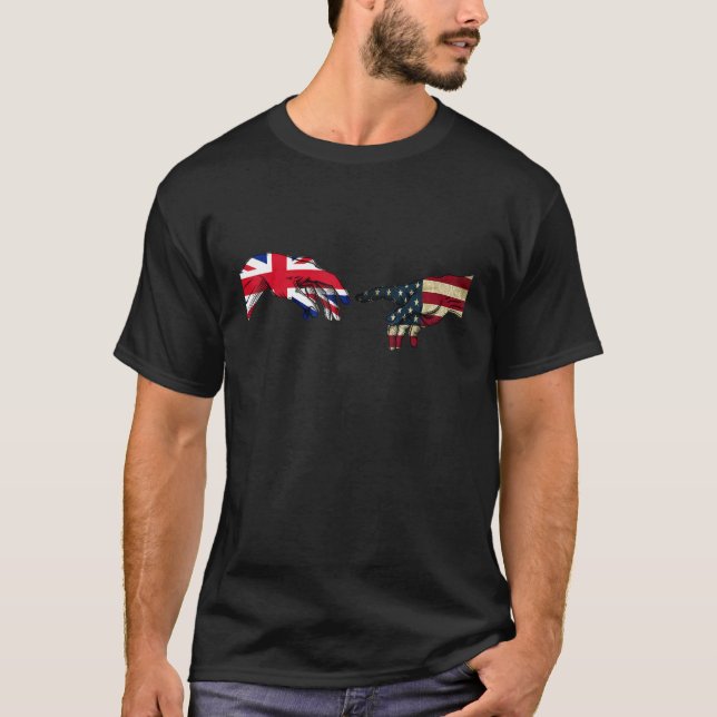 Camiseta American British USA Flag - EUA Reino Unido Deus (Frente)