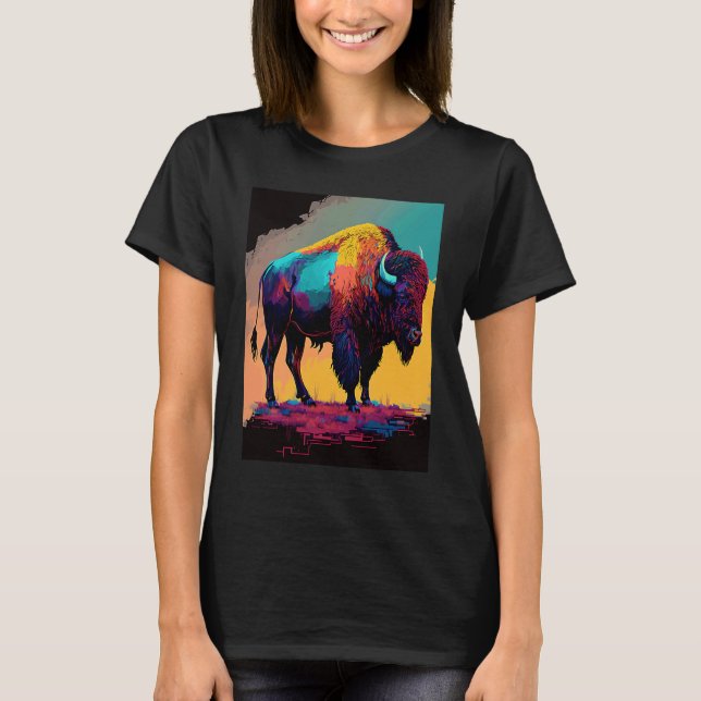 Camiseta American Buffalo Animal Pop Bison Grilling   1 (Frente)