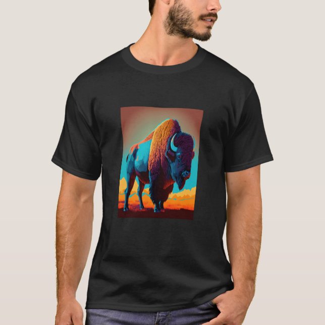 Camiseta American Buffalo Animal Pop Bison Grilling  3 (Frente)