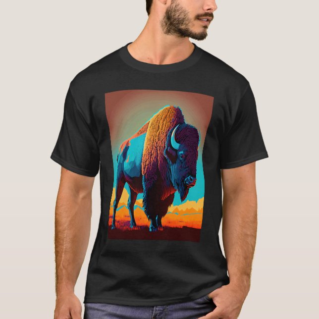 Camiseta American Buffalo Animal Pop Bison Grilling   3 (Frente)
