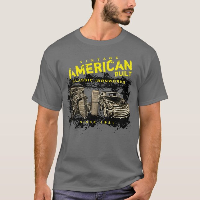 Camiseta American Built Classic Ironworks, qualquer nome e  (Frente)