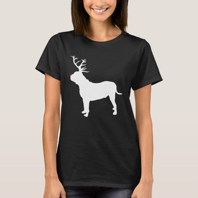 Camiseta American Bulldog Dog Christmas Reindeer Antlers Xm (Frente)