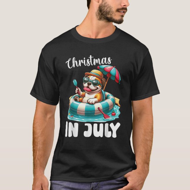 Camiseta AMERICAN BULLDOG on Inflatable Boat Merry Christma (Frente)